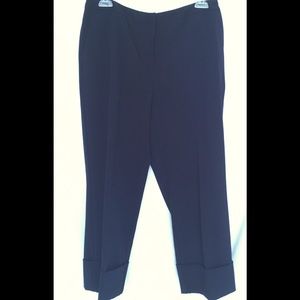 Bandalino Petite navy stretch big cuff straight leg trouser pants 12p